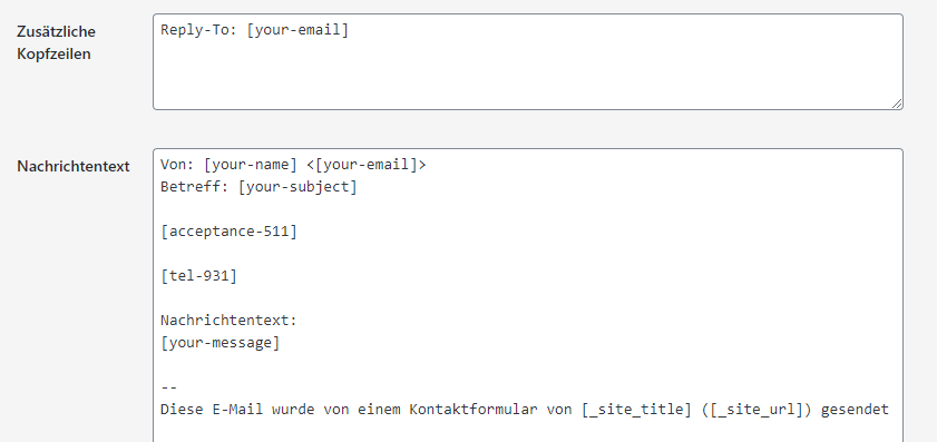 nachrichtenfeld wp plugin contact form 7