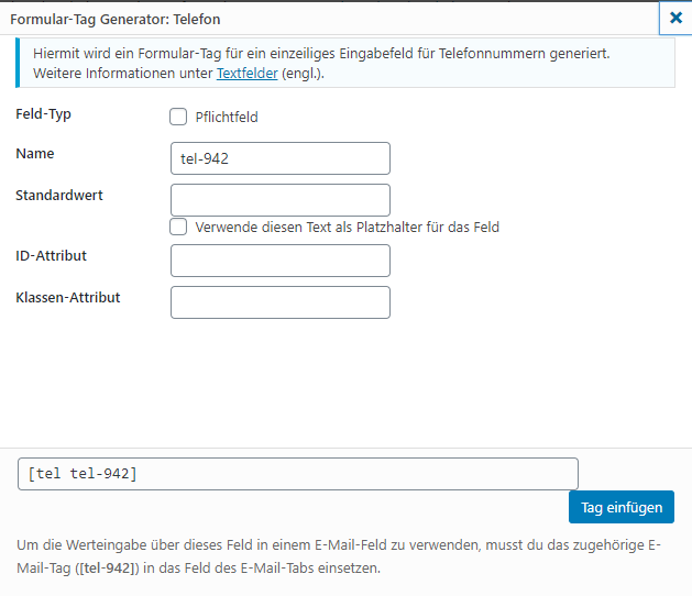 tag generator wp plugin contact form 7