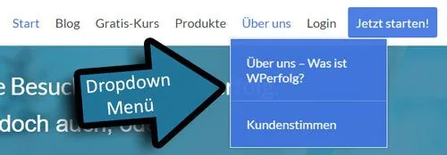 wordpress dropdown menue erstellen navigation unterpunkte