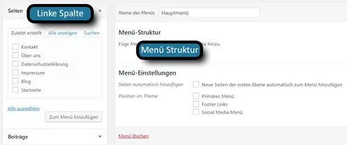 wordpress menue anpassen