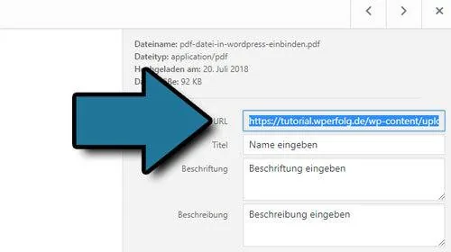wordpress pdf url finden