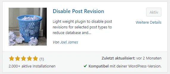 disable post revisions plugin