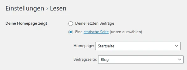 beitragsseite festlegen wordpress blog seite