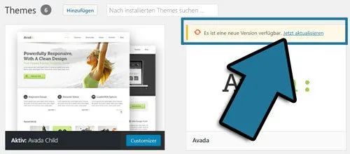 wordpress theme aktualisieren