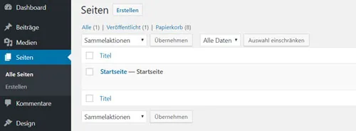WordPress Anleitung Seiten erstellen