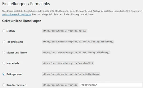 wordpress anleitung für anfänger permalink einstellungen