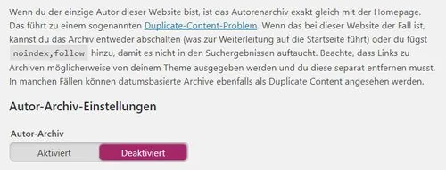 archiv einstellungen seo plugin