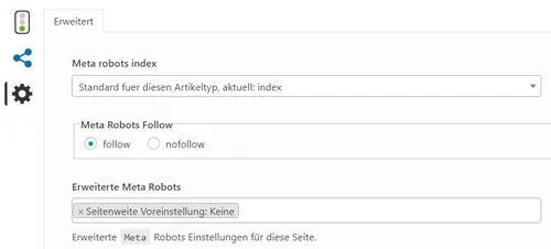 erweiterte einstellungen beim yoast plugin