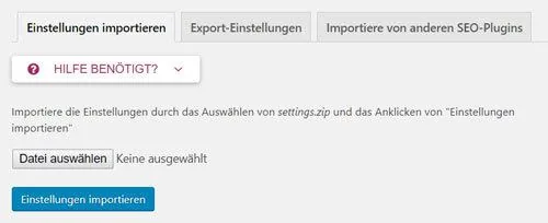 import und export mit yoast seo