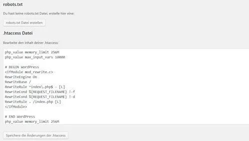 robots txt datei und htaccess bearbeiten