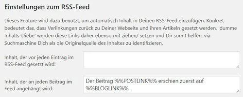 rss feed einstellungen yoast
