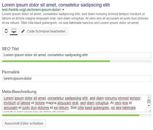 yoast snippet vorschau editor