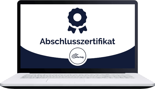Bonus: Abschlusszertifikat – Laptop-Ansicht