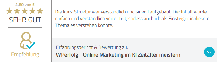 ProvenExpert Bewertung – 4,80 von 5, SEHR GUT