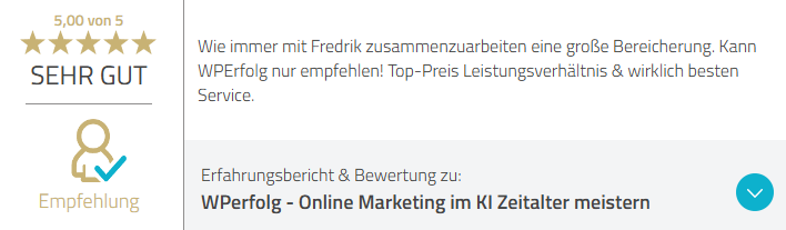 ProvenExpert Bewertung – 5,00 von 5, SEHR GUT
