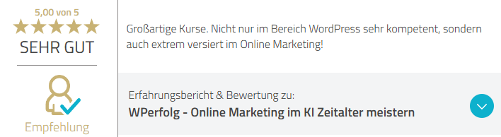 ProvenExpert Bewertung – 5,00 von 5, SEHR GUT